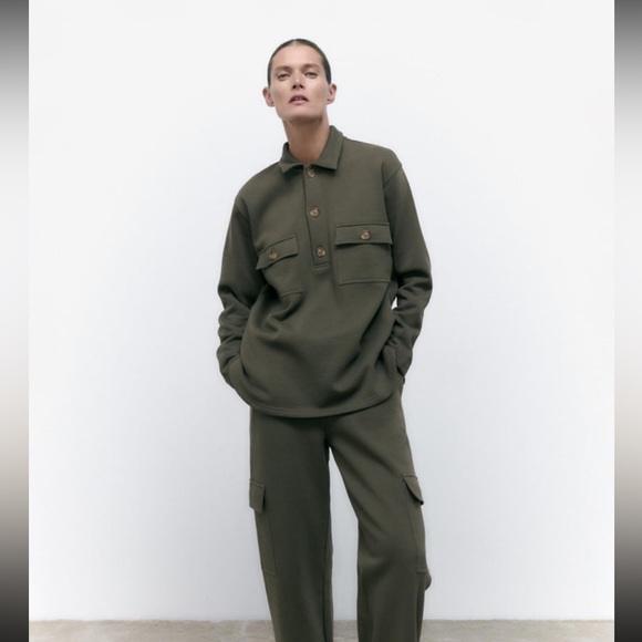 Women Zara Plush Overshirt With Pockets Size Small - Picture 2 of 12